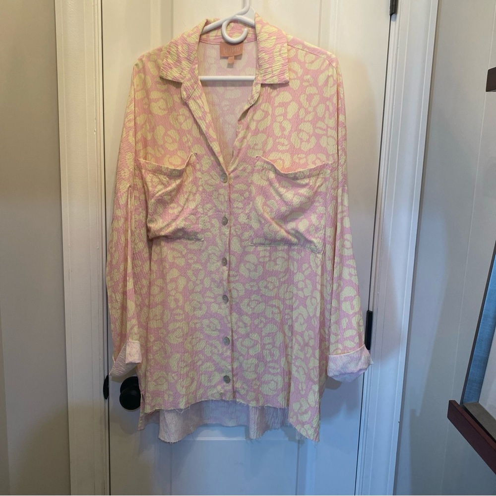 COPY - Used SMYM Medium show me your mumu pink yellow leopard cover up